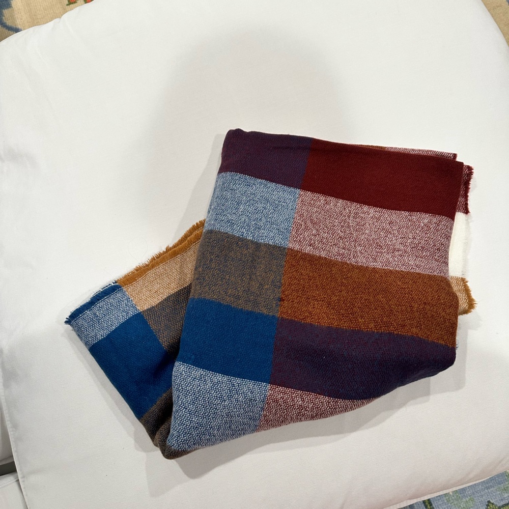 Oversized plaid blanket scarf